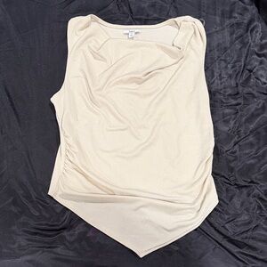 Bar III Cream Draped Tank Top